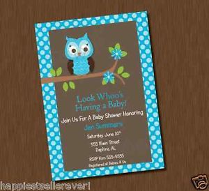 Blue Owl Printable Baby Shower Invitation Happi Tree Boy Birthday Party Invite