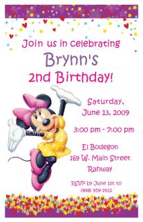 Set of 10 Minnie Mouse Personalized Invitations B