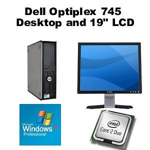 Dell Optiplex 745 Desktop Computer 19" Wide Screen Monitor Keyboard