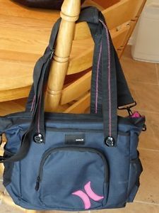 Hurley Used Blue Hot Pink Laptop Tote Bag Messenger School Cross Body Bag