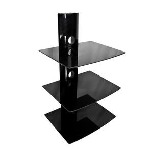 3 Tier Adjustable Component Wall Mount Shelf Glass Shelving System for DVD HD Bo