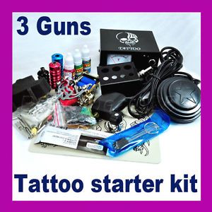 Tattoo Starter Kit 3 Machine Gun Supply Set Equipment