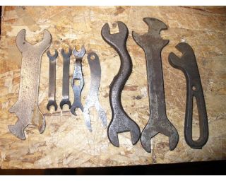 Lot of 8 Small Machine Appliance Size Open End Wrenches Vintage Antique