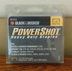 Black Decker Power Shot Heavy Duty Staples 1 2" 97 013