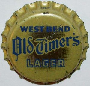 Vintage Beer Bottle Cap West Bend Old Timers Lager Cork Lined Excellent Unused