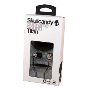 Skullcandy S2TTDY 016 Titan Ear Bud Headphones w MIC1 Chrome Black Earbuds New