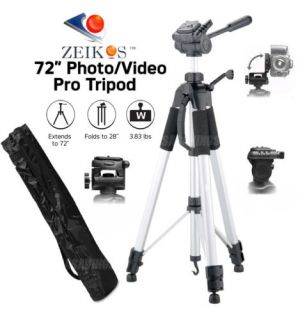 Zeikos 72" Professional Heavy Duty Tripod Silver for Canon Digital Cameras 811709010081