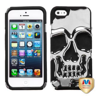 Apple iPhone 5 Skull Style Hybrid Case Cover Silver Black