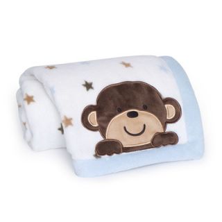 Kids Line Monkey Rockstar Embroidered Boa Blanket
