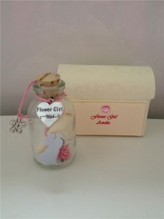 Personalised Thank You Flower Girl Message in A Bottle Poem Gift Card Present