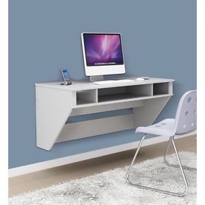 Prepac Soho White Finish Wall Mounted Floating Home Office Laptop Writing Desk