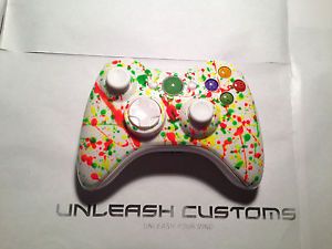 Custom Painted Neon Splatter Xbox 360 Controller Shell Case