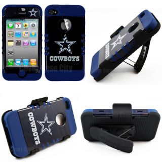 NFL Dallas Cowboys Case Cover Swivel Belt Clip Holster for Apple iPhone 4 4S