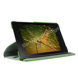 Green 360 Degree Rotating PU Leather Case Cover for Google Nexus 7 2Gen Tablet