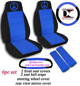 6pc Set Peace Sign Car Seat Covers SWC SBC RVMC Awesome