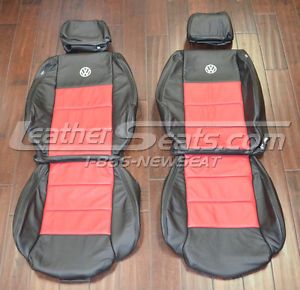 2000 2001 Volkswagen Jetta Wolfsburg Leather Upholstery Seat Covers Black Red