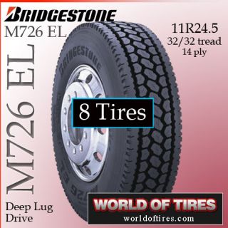 8 Tires Bridgestone M726 El 11R24 5 Semi Truck Tires 11R24 5 11R 24 5 Tires