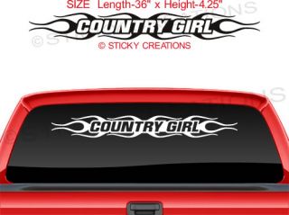 124 Country Girl Flame Windshield Vinyl Graphic Window Decal Sticker Design Car