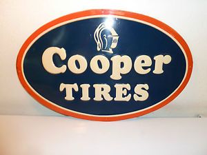 Old Original Antique Vintage Advertising Cooper Tires Sign