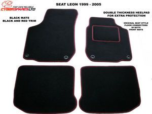 Seat Leon 1999 2005 Tailored Car Mats Black Red
