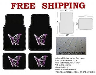 Purple Butterfly Butterflies Carpet Floor Mats for Car Truck Front Rear