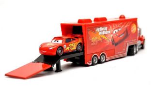 Disney Pixar Cars Mack Hauler Super Liner Truck and McQueen Diecast HC
