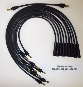 Big Block Chevy 1965 Up 366 396 427 454 502 Black Spark Plug Wires Points Cap