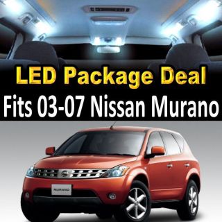 9 White LED Lights Interior Package Deal for 2003 2007 Nissan Murano