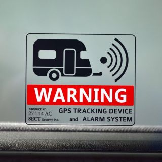 4X Caravan camper Camp Trailer Car Alarm GPS Warning Sticker Decal Van Truck