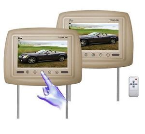New TView Universal 7" Beige Tan Headrest Car Monitors