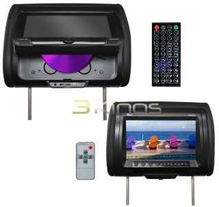 New Pair TView T939DVPL Black 9" LCD Car Headrest DVD Player Monitors Speakers