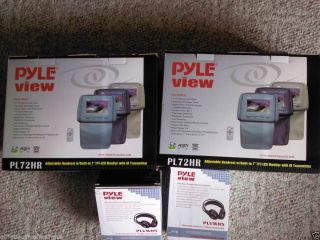 Set Pyle View PL72HR Tan Headrests 7'' LCD Monitor Wireless Headphones New