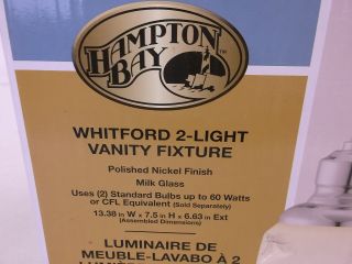 Hampton Bay Whitford 2 Light Polished Nickel Wall Sconce 626962