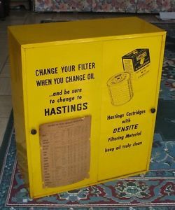 Hastings Oil Filters Auto Cabinet Sign w Vintage Old Gas Service Station
