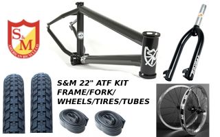 S M 22 inch ATF Frame 21 625 Flat Black 22" Kit Wheels Forks BMX Bike Faction SE