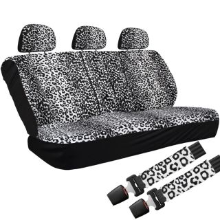 11pc Leopard Gray Black Animal Print Complete Car Seat Cover Set 
