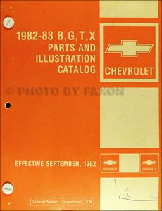 1983 Chevy Parts Book El Camino Monte Carlo Caprice Malibu Chevrolet Catalog