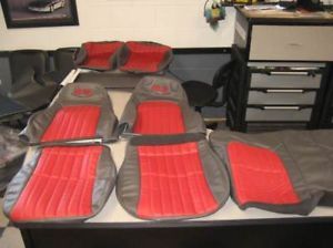 1997 99 Chevy Camaro SS Seat Covers Door Panel Inserts Medium Gray Color w Red
