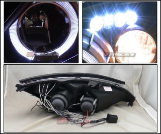 Blk DRL LED Halo Rims Projector Head Lights Lamp Signal 2000 2004 Ford Focus ZX3