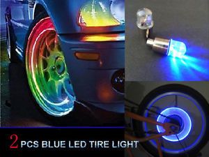 2pcs Blue LED Tyre Tire Valve Caps Neon Light Bike Car Motorcycle