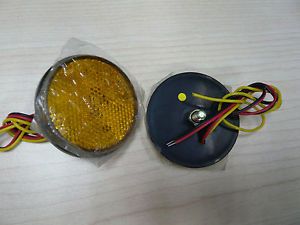 2X LED Reflectors Round Marker Light 3rd Brake Light for Motorcycle Yellow