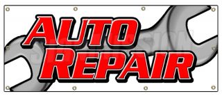 36"x96" Auto Repair Banner Sign Car Shop Mechanic Tools Signs Brakes Shocks