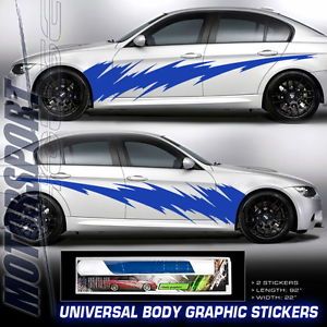Universal Fit Blue Lightning Style Auto Car Racing Body Graphic Decal Sticker