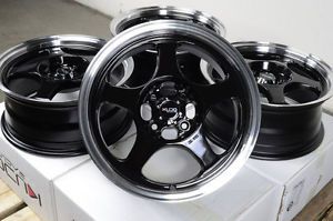 15" Kudo Black Wheels Rims 4x100 Corolla Golf Scion Miata Integra Civic Insight