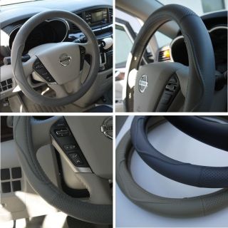 Leather Steering Wheel Cover 57002 Grey Gray Hummer Fiat Car Needle Thread 14 15