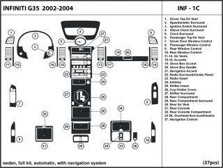 Dash Kit Trim 03 04 Infiniti G35 G 35 Sedan Automatic Shifter w Navigation