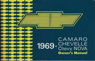 1969 69 Camaro Chevelle Nova El Camino Malibu SS Factory Owners Owner's Manual