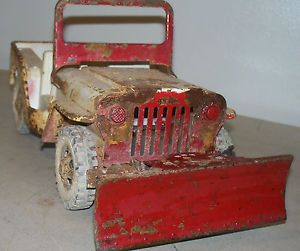 Vintage Tonka Truck Jeep with Snow Plow Parts Repair Pressed Steel