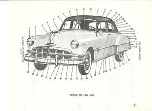 1950 Pontiac Chieftain Streamliner Four Door Sedan Exterior Body Parts Guide