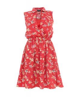 Miss Real Pink Floral Wrap Dress